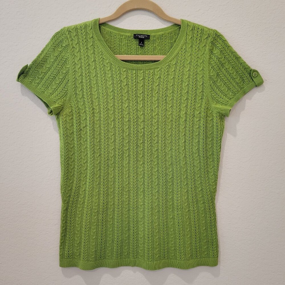 Talbots Cotton Knit Short Sleeve Top, Size Small